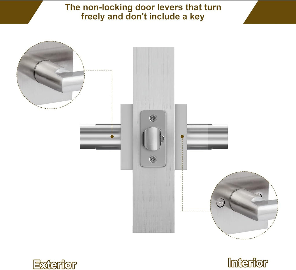 6 Pack Interior Door Levers Passage Door Handles Heavy Duty No Locking Door Handle Set Doors