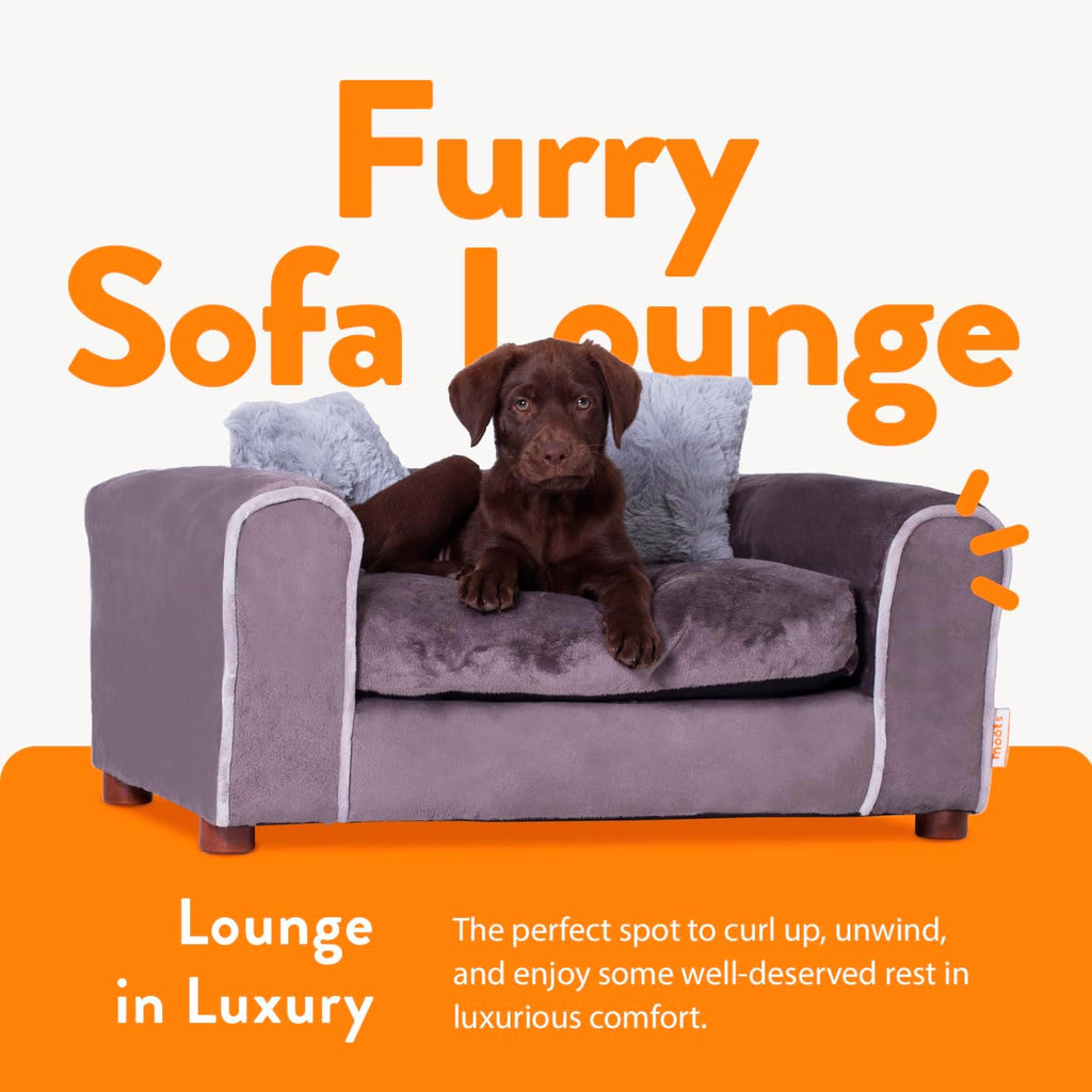 Furry Pet Sofa Lounge, Charcoal, Small