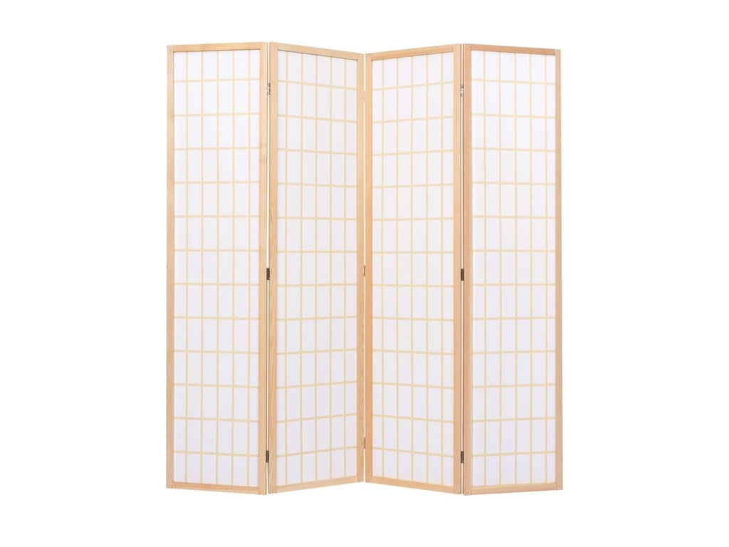 4 Panels Room Divider Privacy Screen Shoji Divider 6ft High Japanese Style Privacy Room Divider (Natural, 4 Panels)