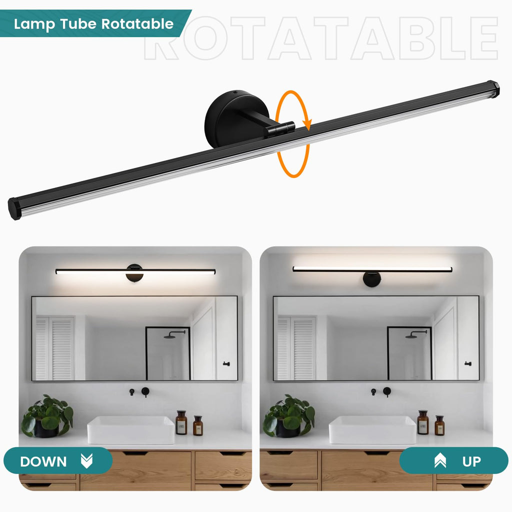 Black Vanity Light 39 Inch Modern Bathroom Light Fixture Over Mirror 24W Dimmable 5CCT LED Vanity Light Restroom