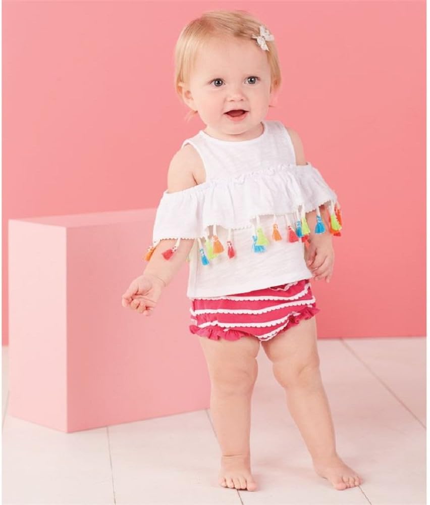 Baby Girls' Tassel Pinafore Cold Shoulder 2 Pc Play Set & Bloomers