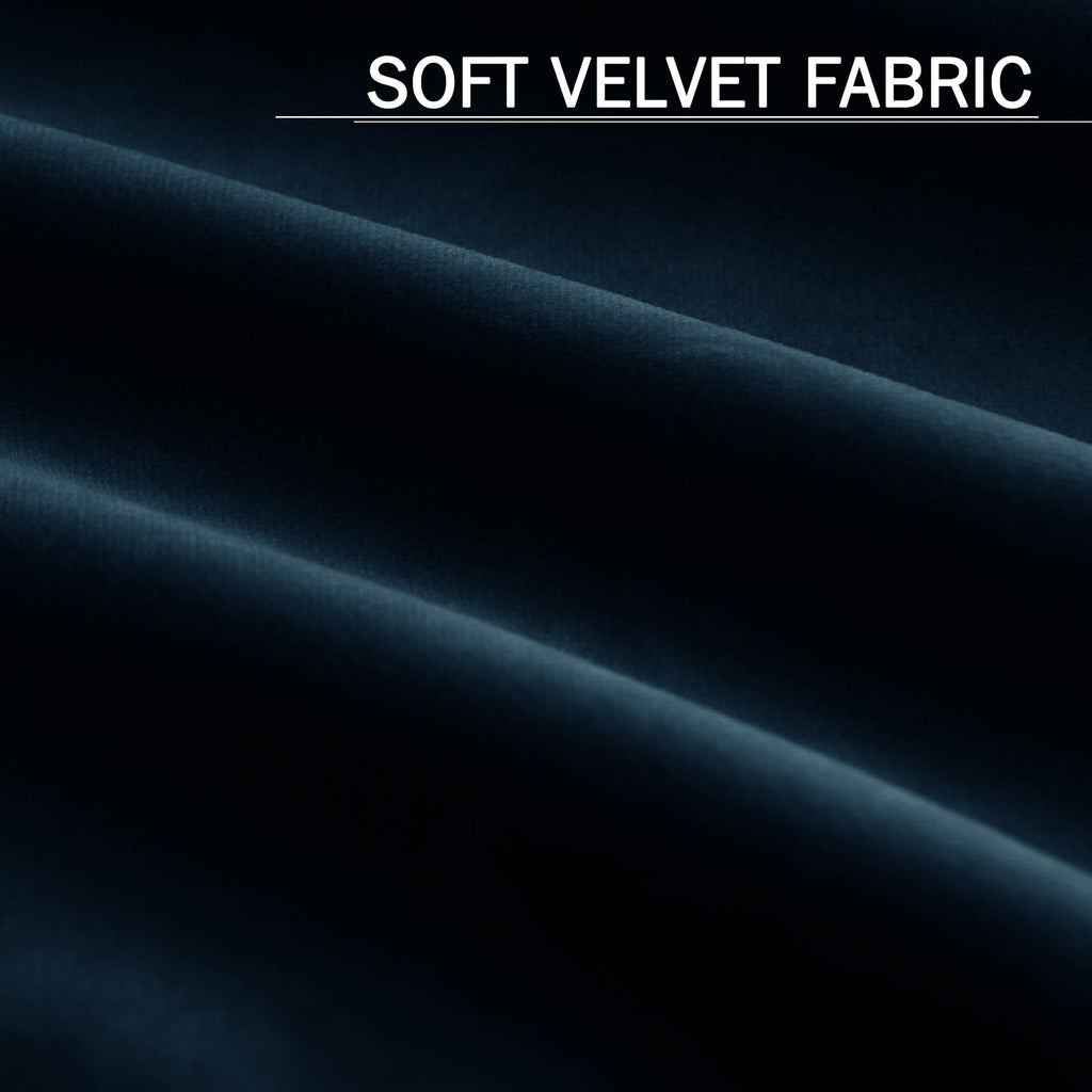 Navy Blue Velvet Blackout Curtains Luxury Liner Back Tab Hook Belt Thermal Insulated Window Drapes Heavy Thick