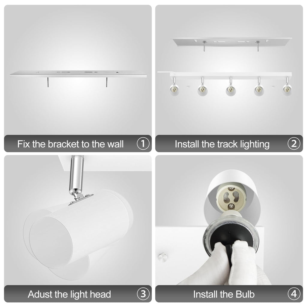 LED Plug-in Track Light Kit, Matte White, 5-Light