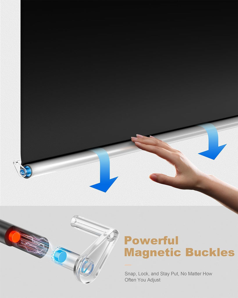 100% Blackout Roller Shades, Cordless No Tools No Drill Blinds for Indoor Windows, Thermal Insulation UV Protection