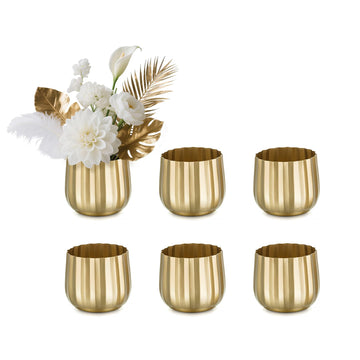 Gold Compote Vases Centerpiece, 4" Small Planter, 6 Pcs