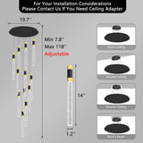 118inch 12-Lights Modern Chandeliers for Living Room LED Dimmbale Light Fixture Entryway High Ceiling Light Pendants Lighting for Dining Room Hallway Staircase with Remote Dimming Chandelier A100-B0BWR1N4GW