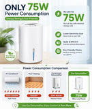 Small Dehumidifier for Bedroom up to 1000 Sq.Ft with Drain Hose, 68 OZ, Auto Shut-Off