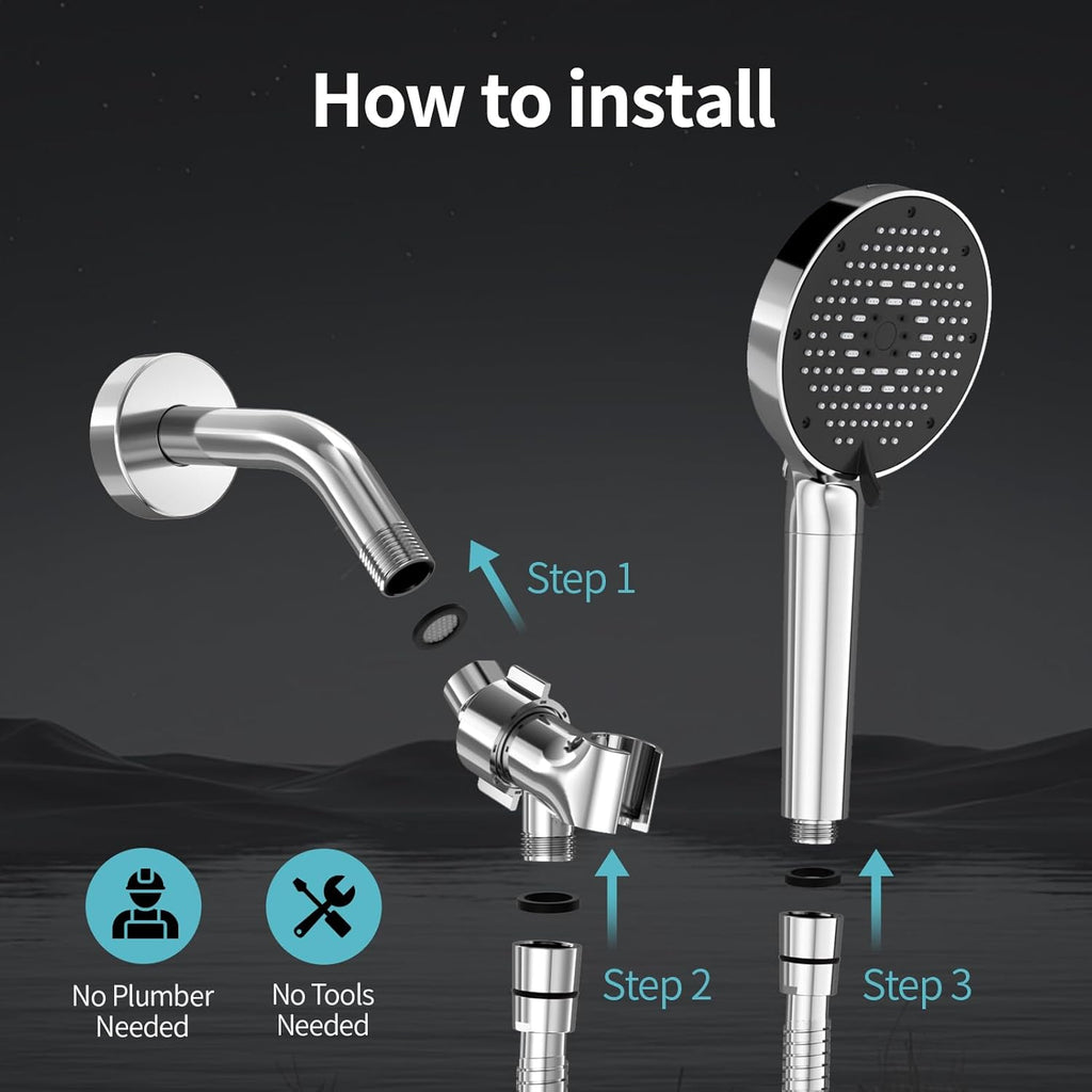 NSF Certified Filtered Shower Head with Handheld for Hard Water to Remove Chlorine High Pressure 9-Spray Setting (with