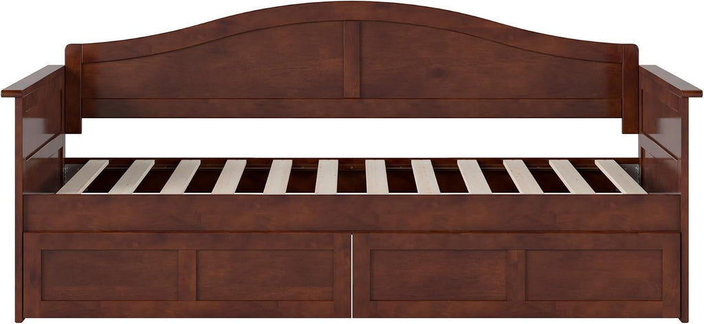 Acadia Twin Wood Daybed with 2 Storage Drawers, Walnut