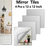 Shatterproof Wall Mirror Full Length , Acrylic Gym Mirrors , Extra Thick: 0.12 inch, 12 x 12 inch x 4 Pcs, Workout