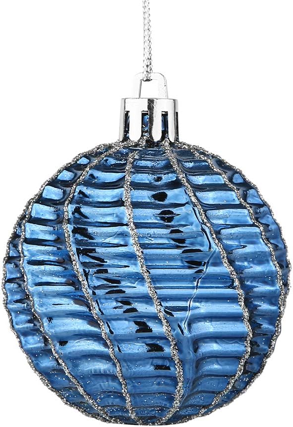 Christmas Ball Ornaments 30ct, 60mm/2.36" Shatterproof Plastic Decorative Xmas Balls Ornaments Set (Blue and Silver)