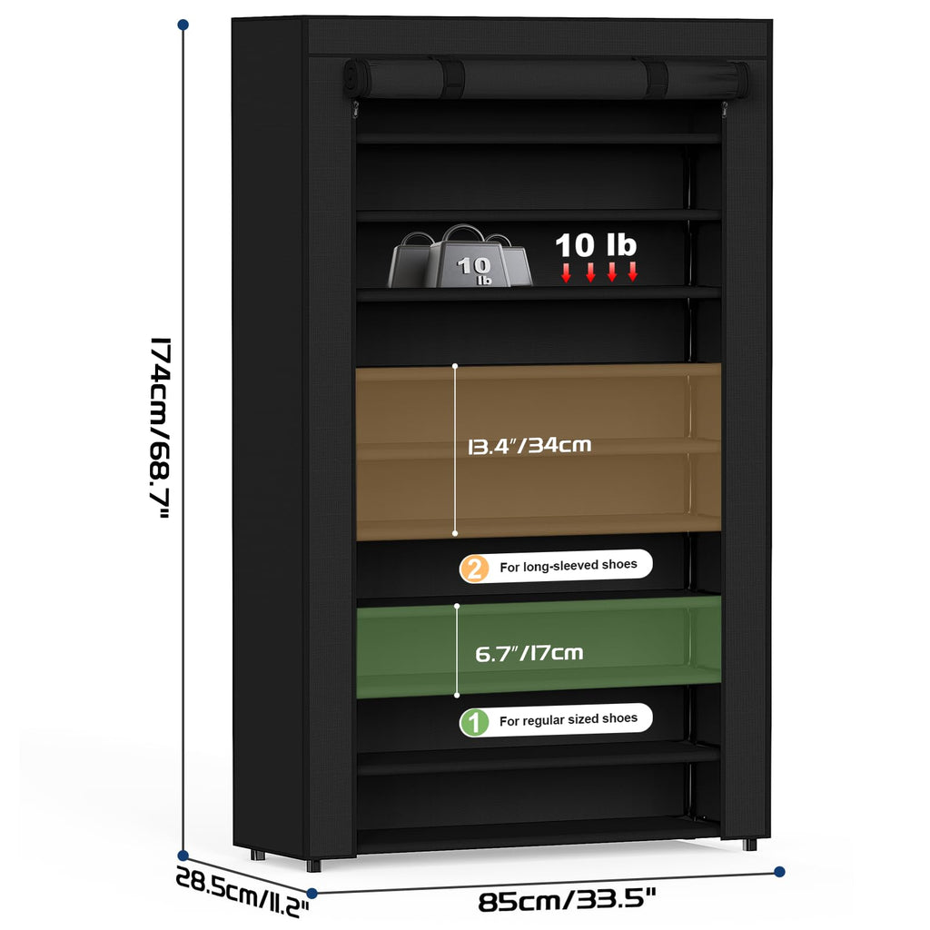 Shoe Rack with Cover, 10+1 Tier Tall Shoe Storage