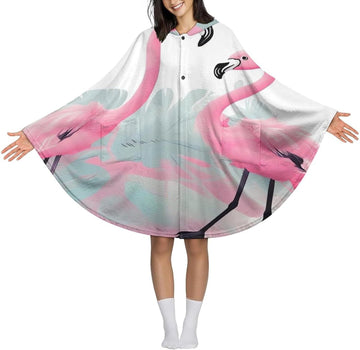 Love Flamingo Wearable Blanket Hoodie Flannel Hooded Blanket | Sweatshirt Oversized Cozy Sweater Gift