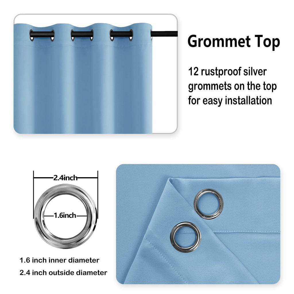 Blackout Curtains, 70 x 63 inch, Light Blue, Set of 2