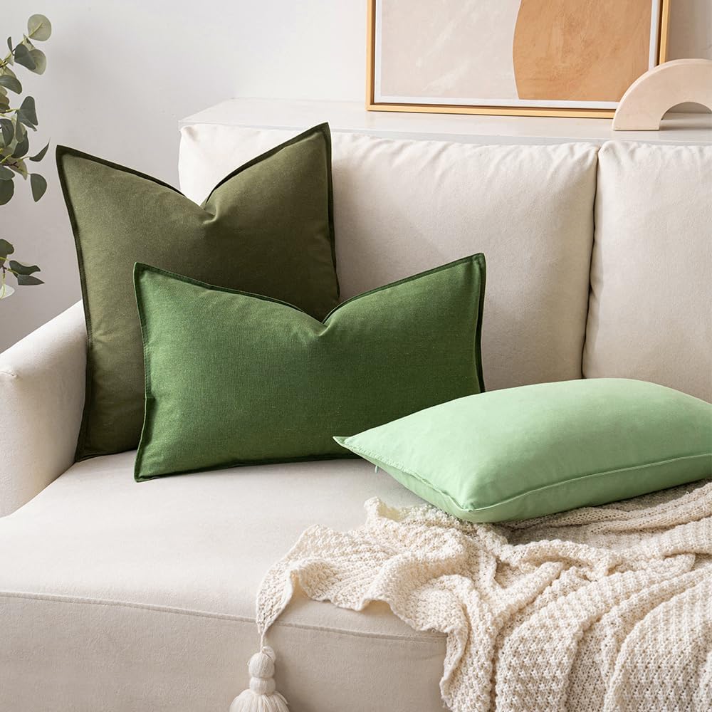 Pack of 2 Decorative Linen Pillow Covers Boho Farmhouse Modern Soft Spring Accent Throw Pillows Neutral Cushion