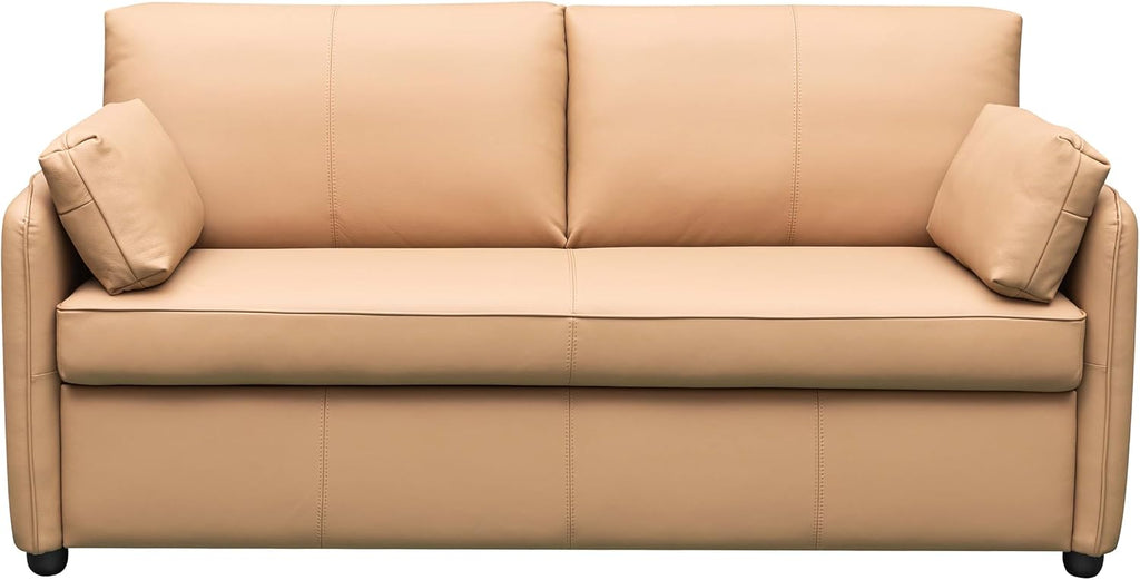 66.5" Alaric Top Grain Italian Leather Full Size Sleeper Sofa Bed with Memory Foam Mattress, Couch with Memory Foam