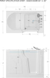 Floridian 55" x 33" Walk-in Bathtub with Right-Side Door Opening and Quick Fill and Drain System, Rectangular Soaking