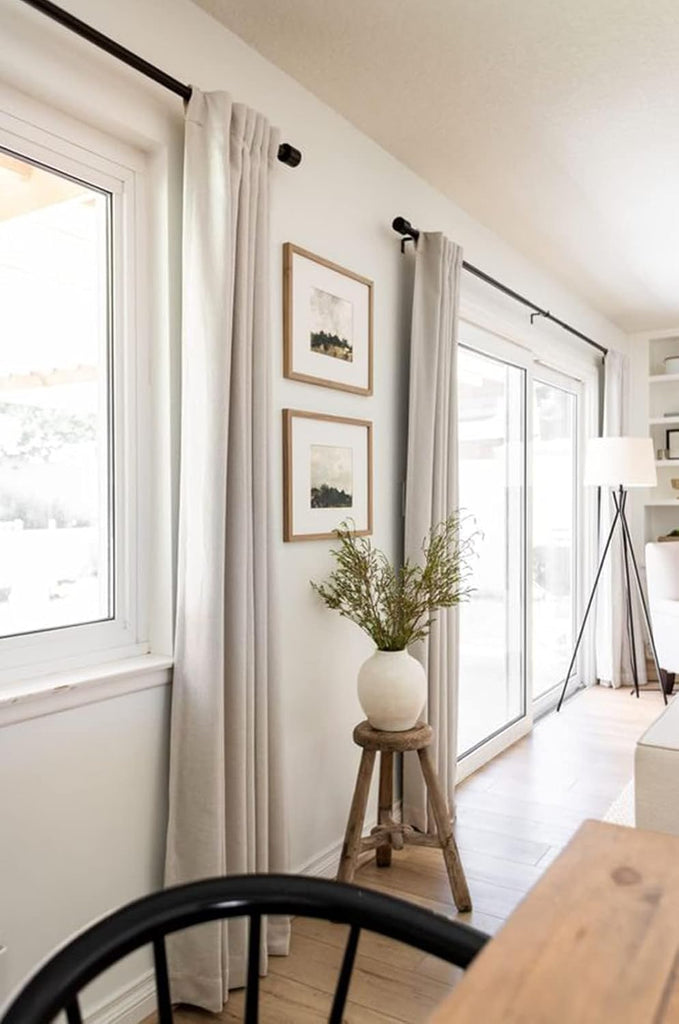 Linen Textured Total Blackout Curtains for Bedroom 84 Inches Long, Back Tab/Rod Pocket Living Room Drapes, Thermal
