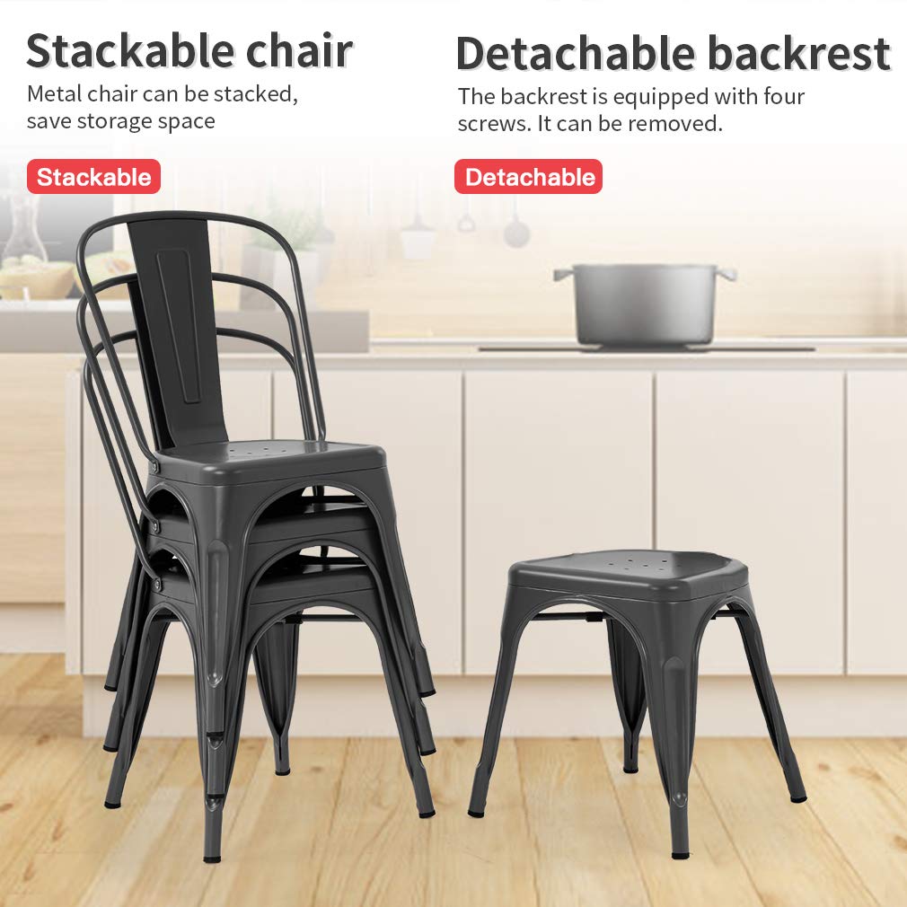 Metal Dining Chairs Set of 2 Patio Chair Indoor Outdoor Chairs Kitchen Metal Chairs Restaurant Chair 18 Inch Seat