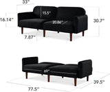 Best Choice Products 77" Mid Century Modern Velvet Loveseat Sofa, Couch, Convertible Sofa Sleeper Bed w/Real Wood