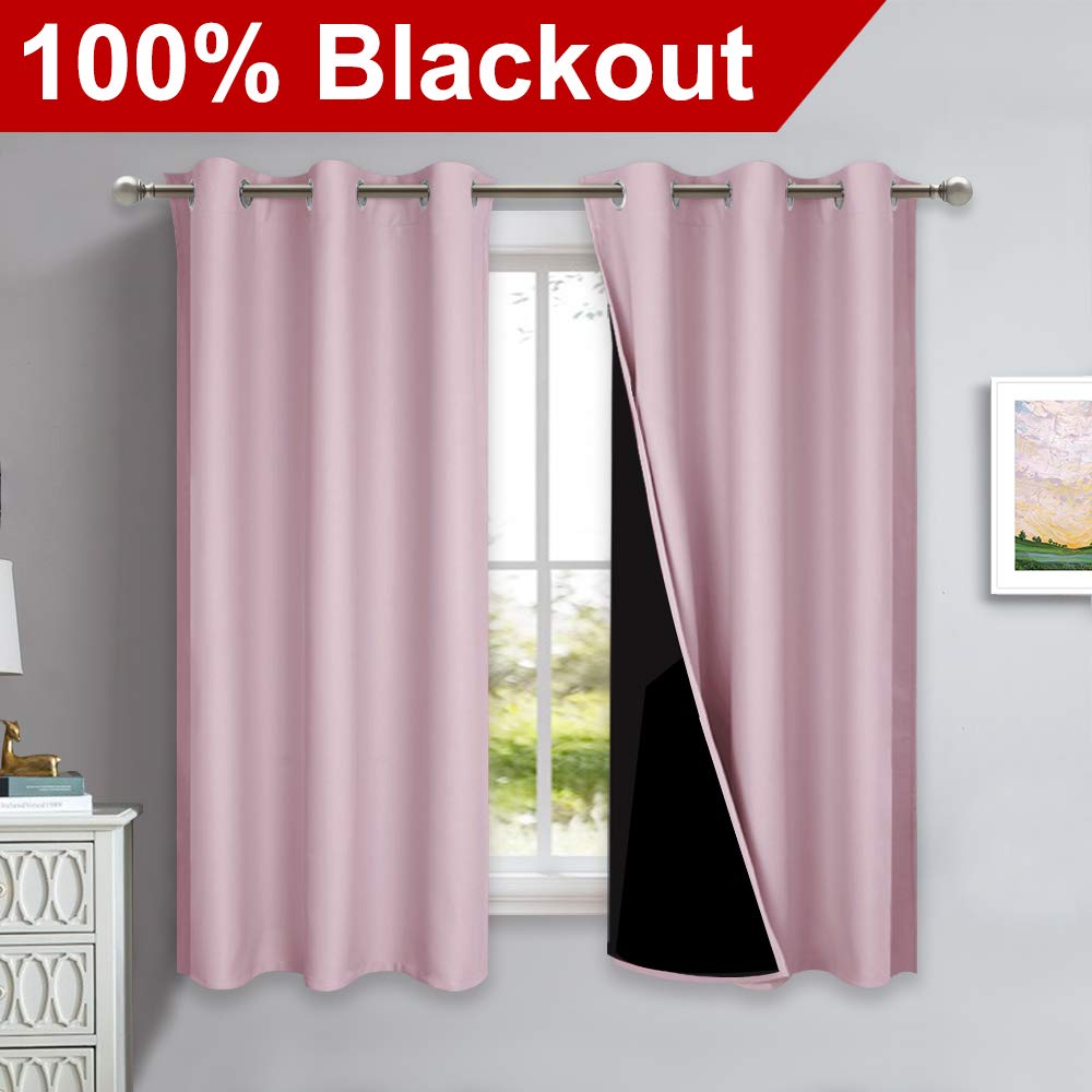 100% Blackout Room Warming Lined Curtains, Totally Darkness Drapes, Thermal Insulated Drapes for Daughters Nursery