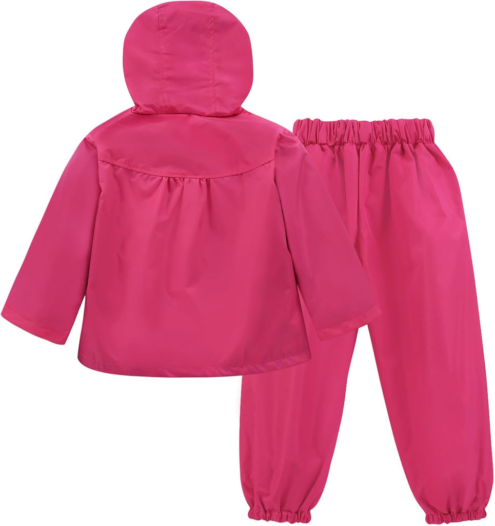 Toddler Girls Raincoat Waterproof Rain Jacket toddler Hooded Pants Suit