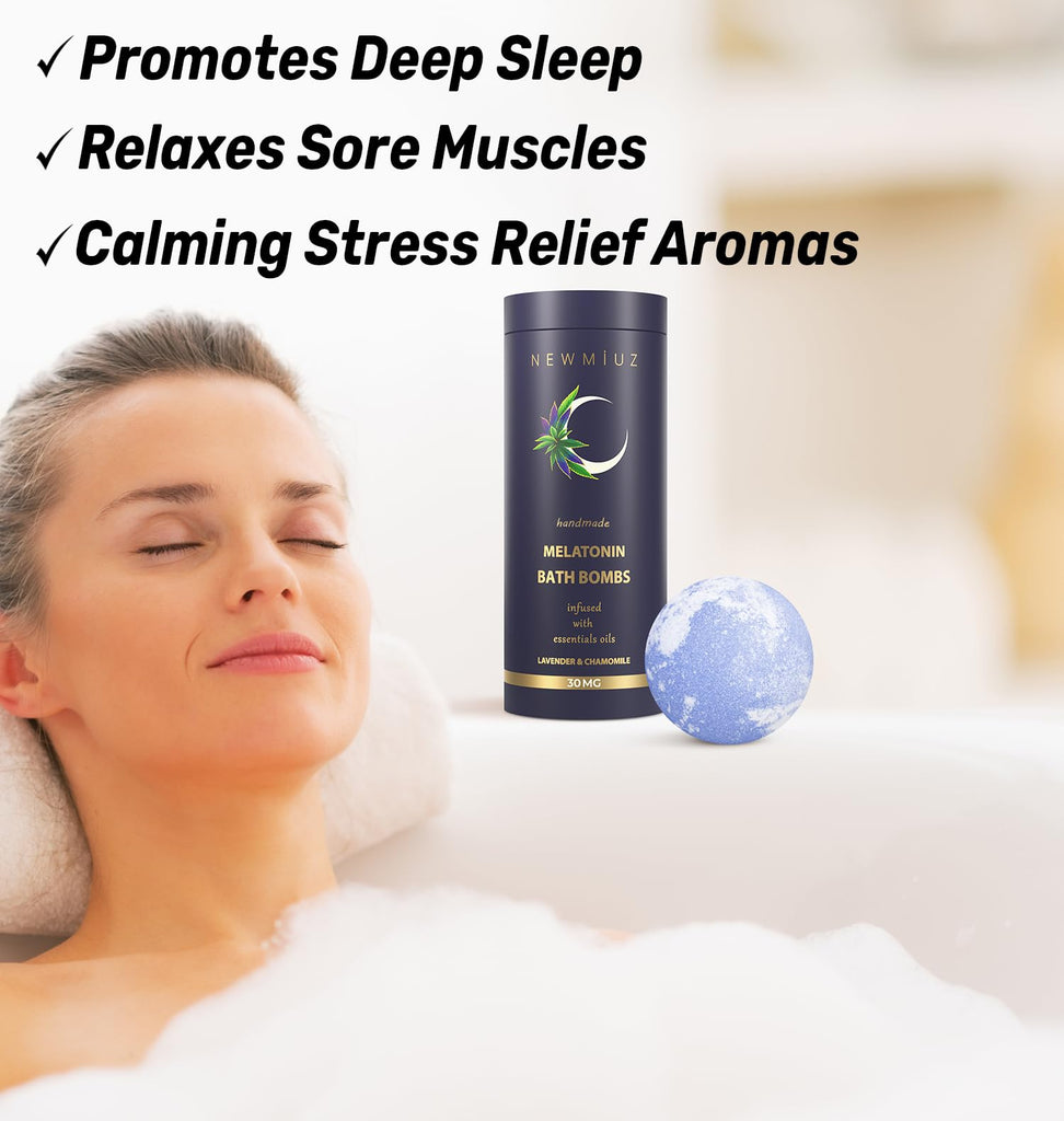 Sleep Well Bubble Bath Bombs Melatonin Infused Lavender Chamomile Essential Oils Luxurious Bath for Dry Skin Perfect