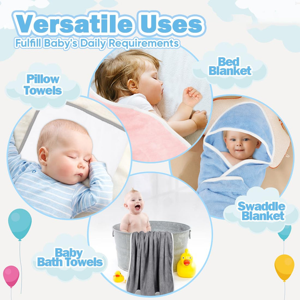 6 Pack Baby Hooded Towel 30 x 30 Inch Super Soft Bath Towel with Hood for Babies, Infant, Newborn Essential - Ideal