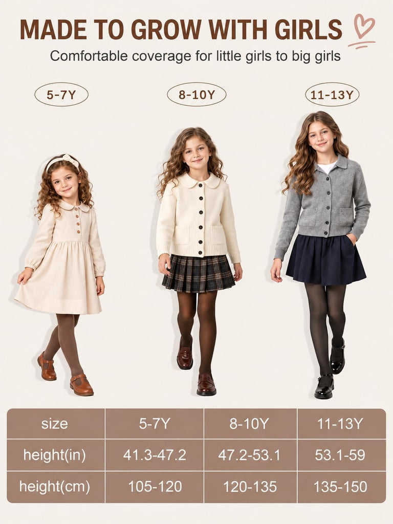 Fleece Lined Tights for Girls Thermal Warm Tights Pantyhose Fake Translucent for Kids School Uniform Leggings