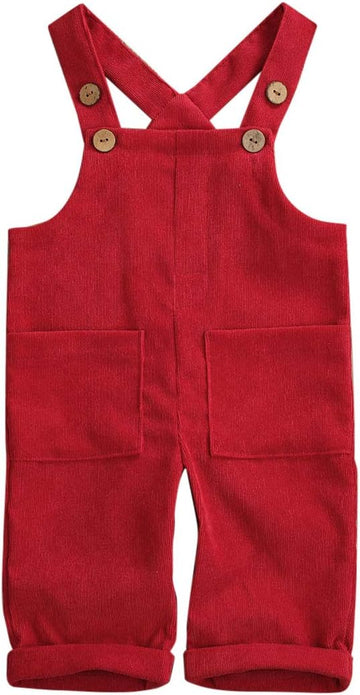 Toddler Baby Boy Girl Overalls Corduroy Suspender Pants Outfits Solid One Piece Romper Jumpsuits Kids Clothes