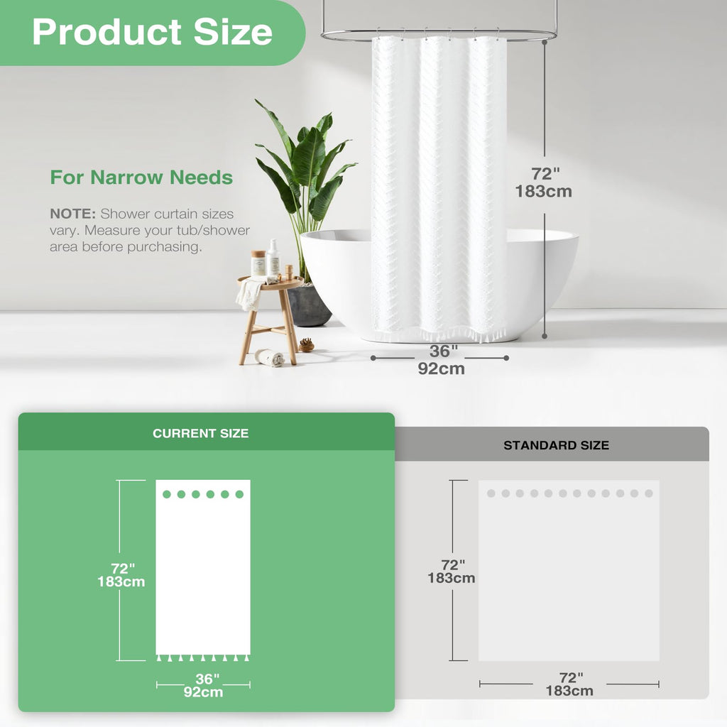 Stall Boho Farmhouse Shower Curtain Tufted Chevron 36"x72" White