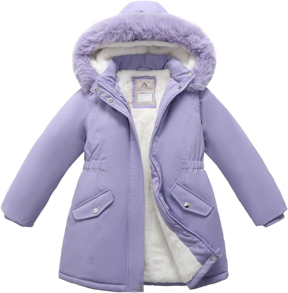 Girls Long Waterproof Winter Coat Kids Warm Hooded Parka