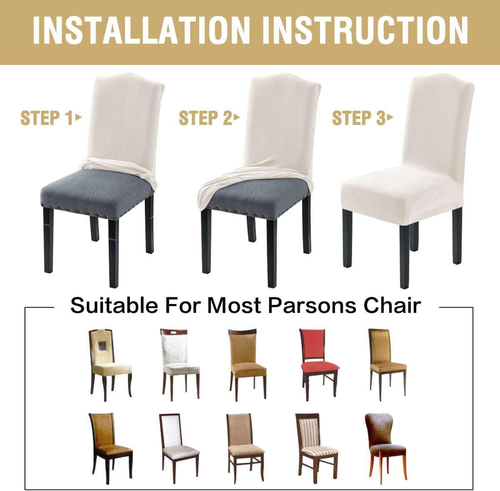 H.VERSAILTEX Dining Chair Covers Velvet Stretch Chair Covers for Dining Room Set of 6 Parson Chair Slipcovers Chair