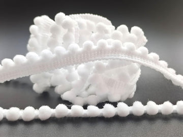 Mini Pom Pom Trim 8 Yards 5mm Ball Fringe Trim for Sewing Accessory Decoration DIY Crafts (White 1709)