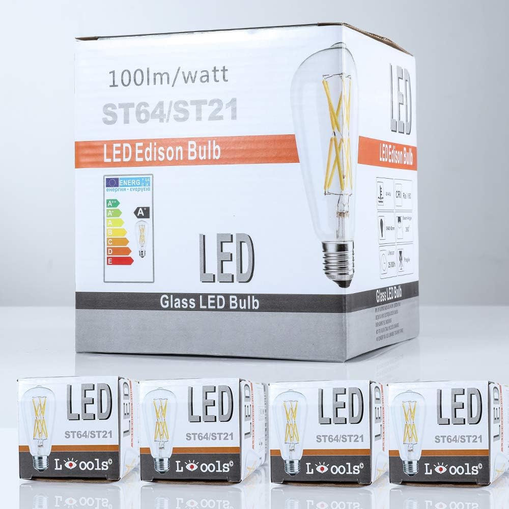 Vintage LED Edison Bulb Dimmable 15W,Equivalent 120W, Antique Style ST64 LED Filament Bulbs,1300 Lumen,2700K Soft