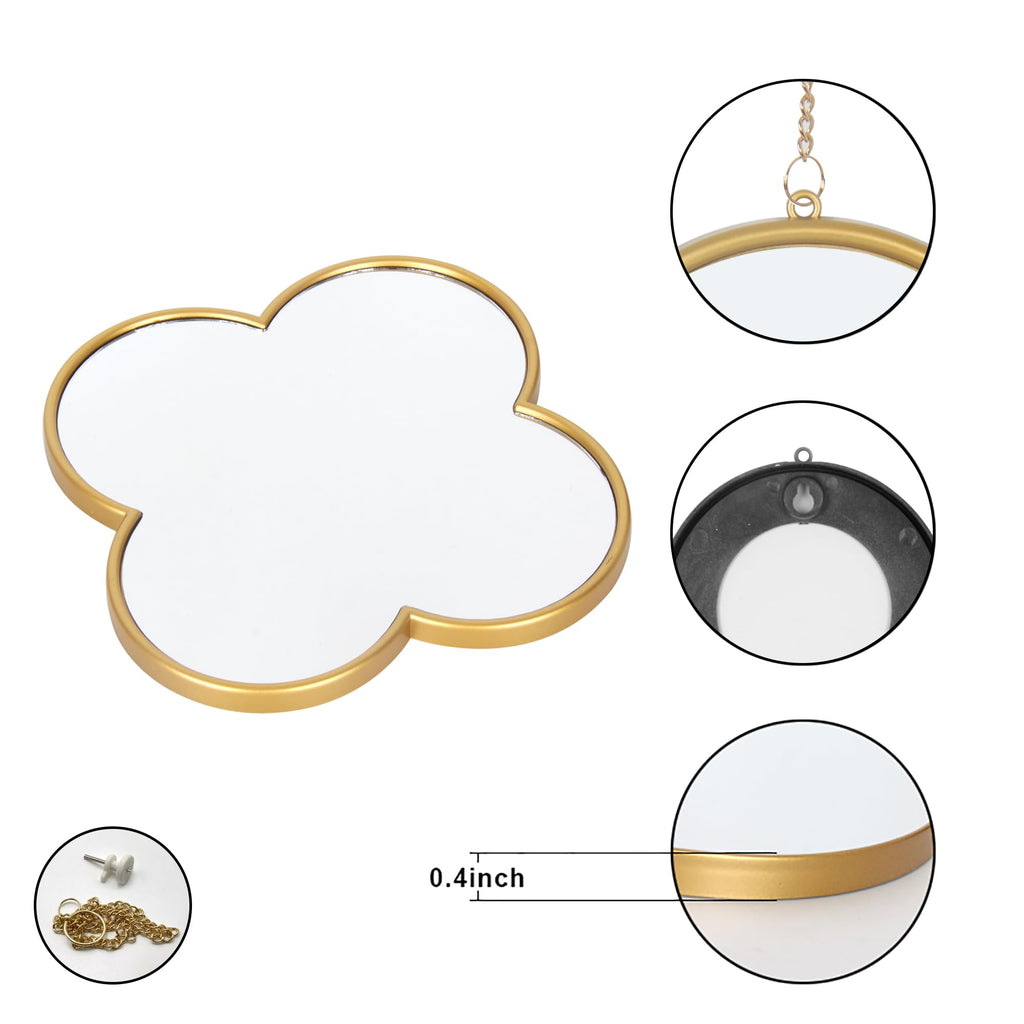 Gold Clover Wall Mirrors, 9.9 x 9.9 Inches, Set of 3