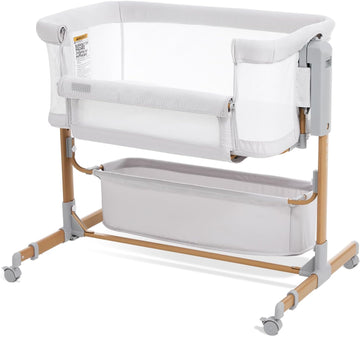 Bassinet Bedside Sleeper, 3-in-1 Rocking Bassinet for Baby with 6-Level Height Adjustable, 4 Wheels & Breathable Mesh