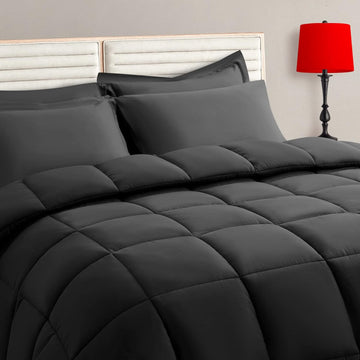 Full Comforter Set - 7 Pieces, Bed in a Bag Bedding Sets with All Season Soft Quilted Warm Fluffy Reversible
