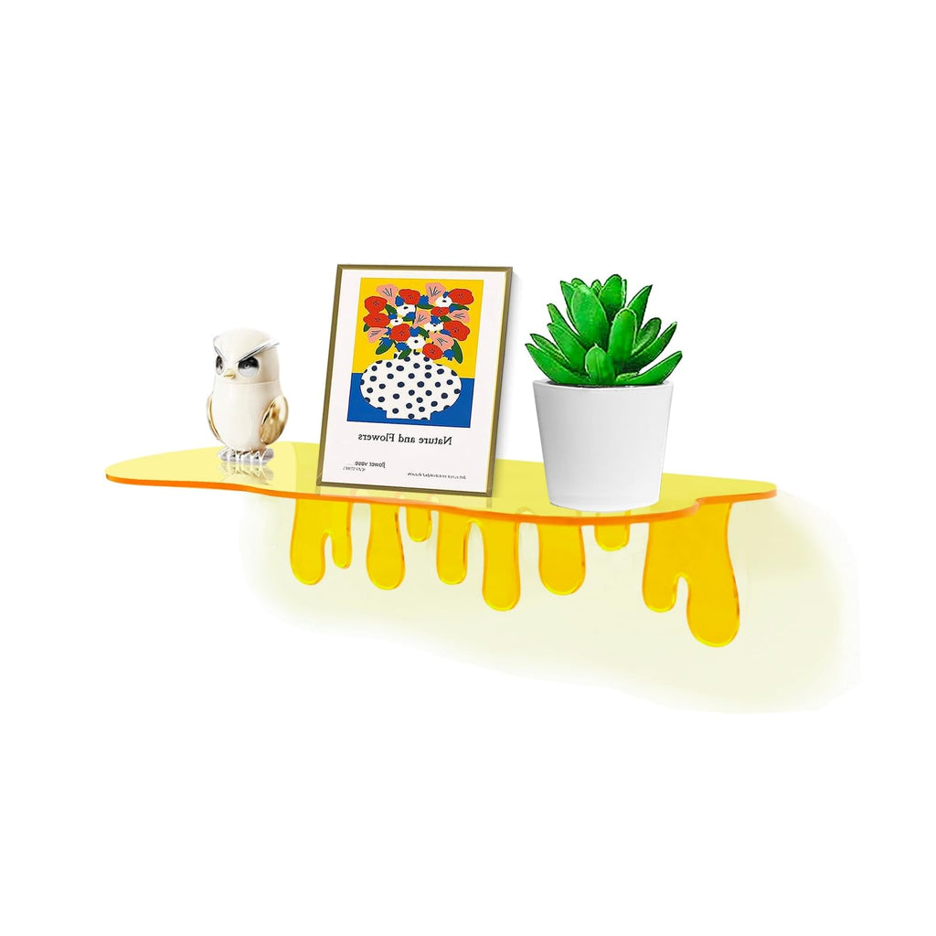 2-Pack Small Acrylic Shelves, 12 Inch Floating Shelves, Yellow