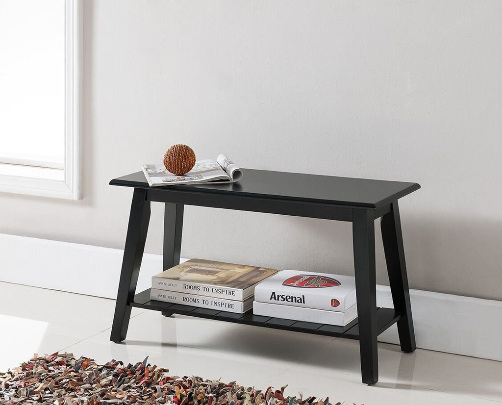 Contemporary Entryway Shoe Bench with Storage Shelf, Black
