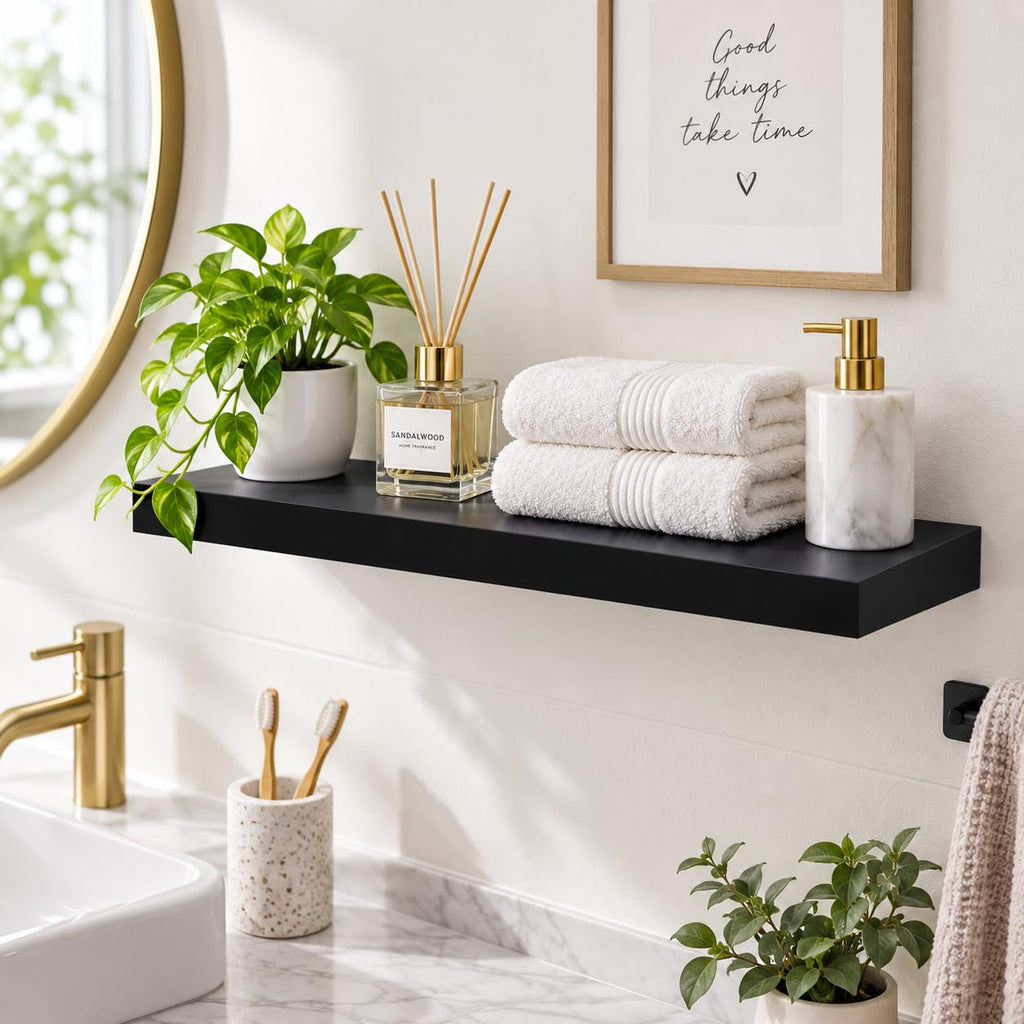 36" Floating Shelf, Bath, Kitchen, Living Room, Black