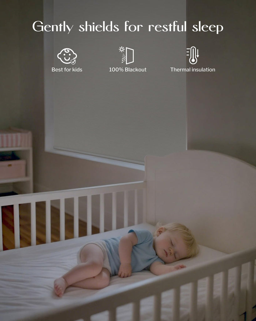 Motorized Blinds with Remote APP Control Blackout Roller Shades for Indoor Windows (Cross Texture White, "