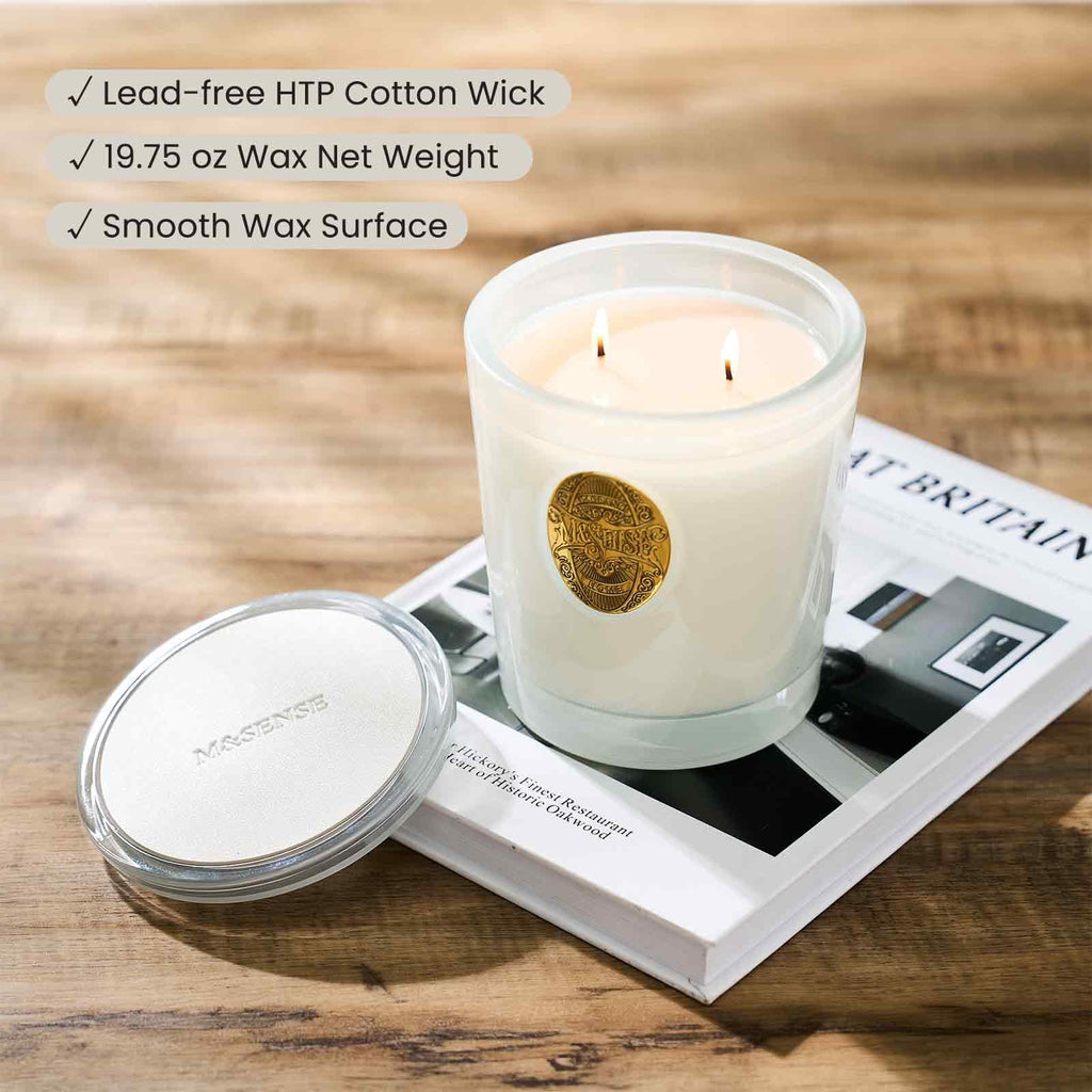Large Two-Wick Soy Candle | Vanilla Dream & White | 19.8 oz, 120H Burn Time | Luxury Scented Candle for Relaxation