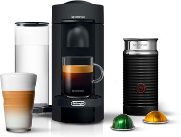 Vertuo Plus Deluxe Coffee Machine with Milk Frother, Matte Black | Matte coffee and espresso maker by , brews 4 cup