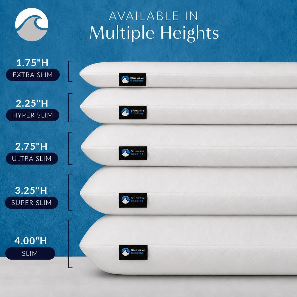 Bedding Super Slim Gel Memory Foam Pillow for Stomach and Back Sleepers - Thin, Flat Design for Cervical Neck