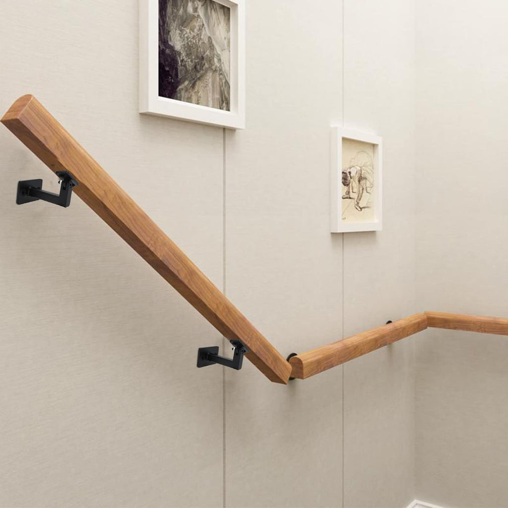 Handrail Brackets Adjustable Heavy Duty Steel Hand Rail Brackets for Indoor Staircase Stair Banister Railing, Black