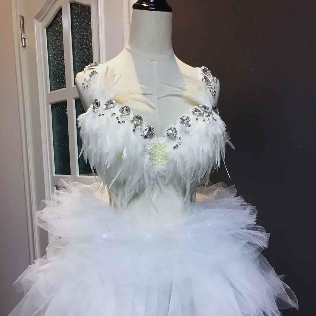 White Rooster Feather Fringe Trim 14.7ft 3-5inch Fluffy Feather Trim Fashion Dress Sewing Crafts,Gloves,Feather Shawl