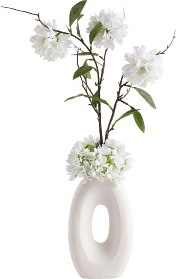 Fake Flower Bouquet and Vase Set, Faux Flower Arrangement for Decorating Living Room and Offices, Realistic