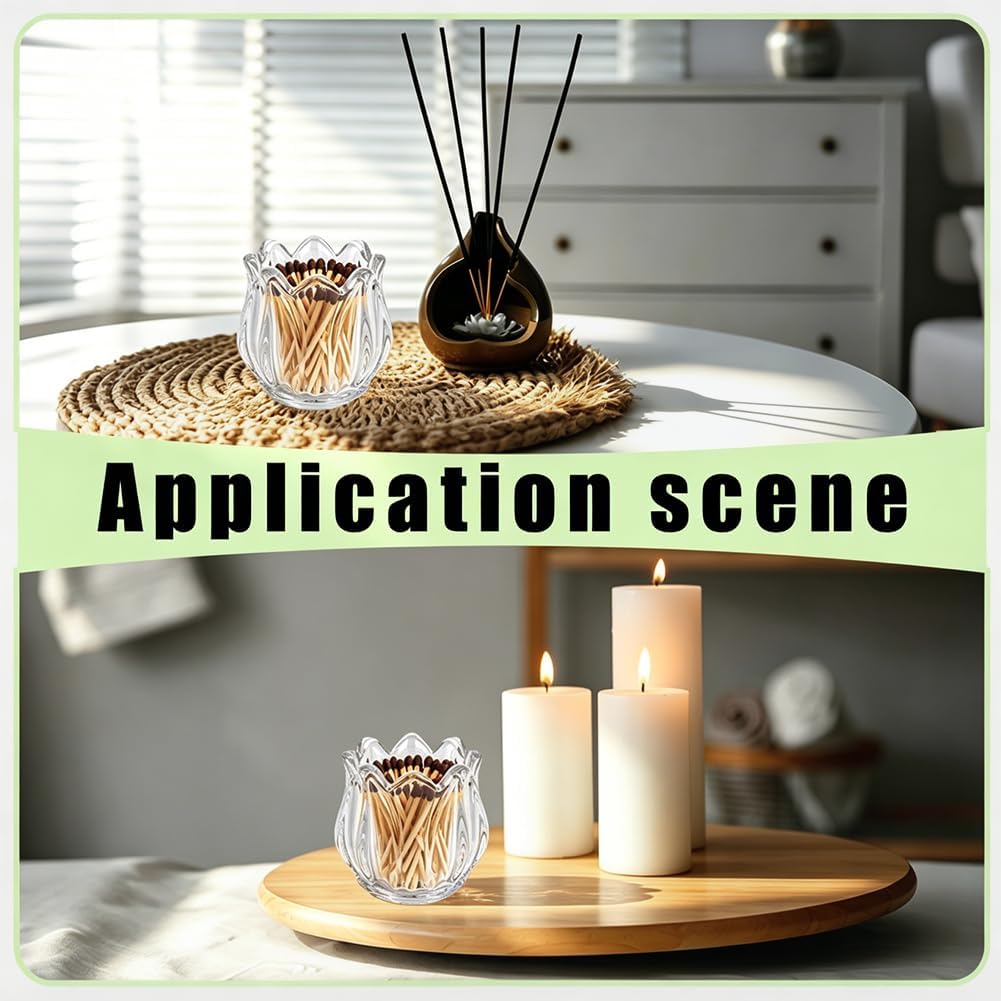1PC Clear Glass Lily Flower Shape Match Holder Jar