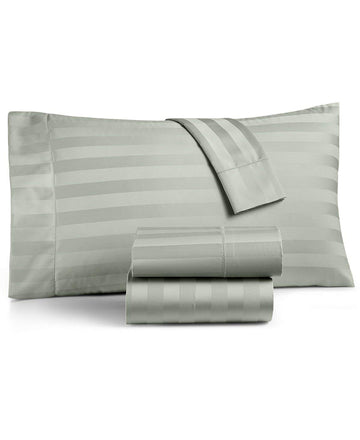 Stripe Queen 4-Pc Sheet Set, 550 Thread Count 100% Supima Cotton Glacier (Light Green)